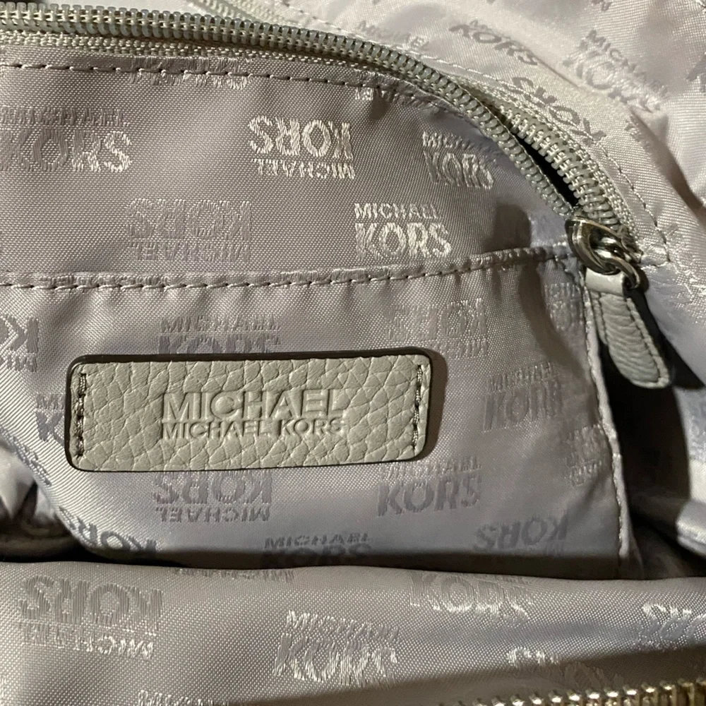 Michael Kors Large Purse Pebbled Leather Gray Office Tote - Picture 5 of 13